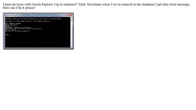 connection issue / Oracle Express 11g in windows7 32bit смотреть онлайн