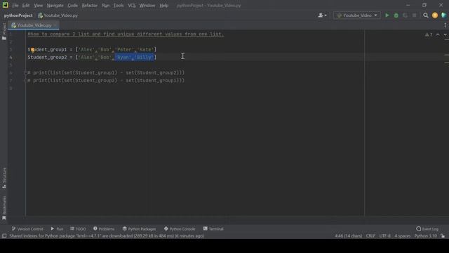 how to compare 2 list and find unique different values from one list смотреть онлайн