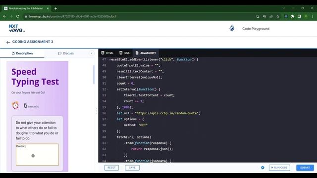 Speed Typing Test | CODING ASSIGNMENT 3 | Assignments | NxtWave | ccbp 4.o смотреть онлайн