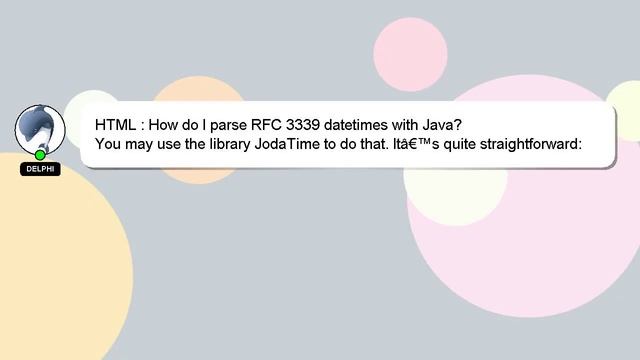 HTML : How do I parse RFC 3339 datetimes with Java? смотреть онлайн