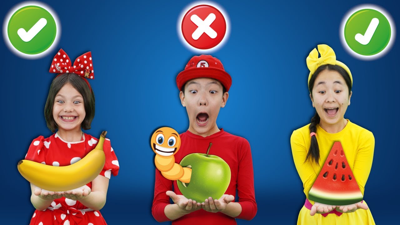 Смешная детская игра песня 🍎🍌🍓 | Детские рифмы и детские песни смотреть онлайн