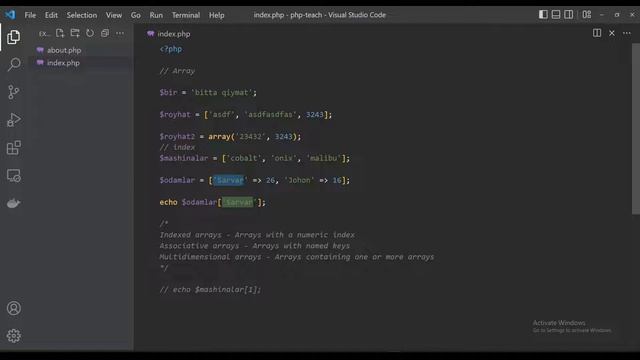 17. Array. Ro'yxat, massiv. | PHP dasturlash tili o'rganish смотреть онлайн