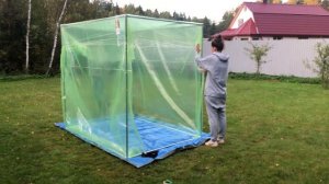 Самодельная мобильная баня палатка ЧАСТЬ 1. Каркас и первый тест с пленкой.