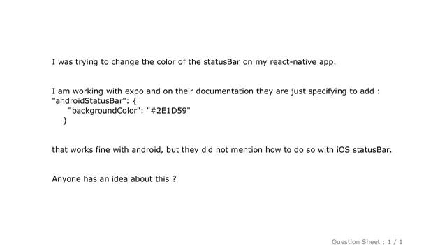 iOS : react-native statusBar with expo on iOS смотреть онлайн