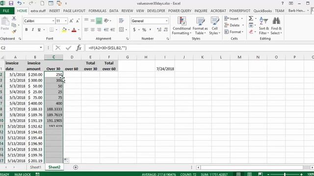 Calculate the total owed over 30 days and 60 days in Excel смотреть онлайн