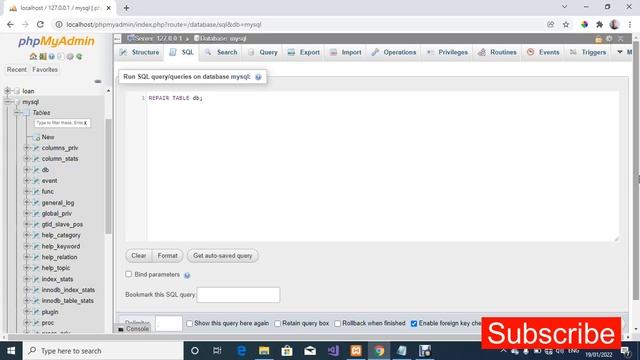 1034 Index for table 'db' is corrupt; try to repair it - phpMyAdmin смотреть онлайн