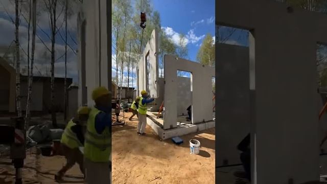Монтаж домокомплекта из железобетонных панелей. смотреть онлайн
