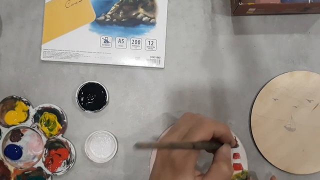 подставка под кружку акриловыми красками