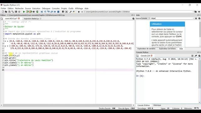 Représenter les positions successives d'un système en mouvement en Python смотреть онлайн