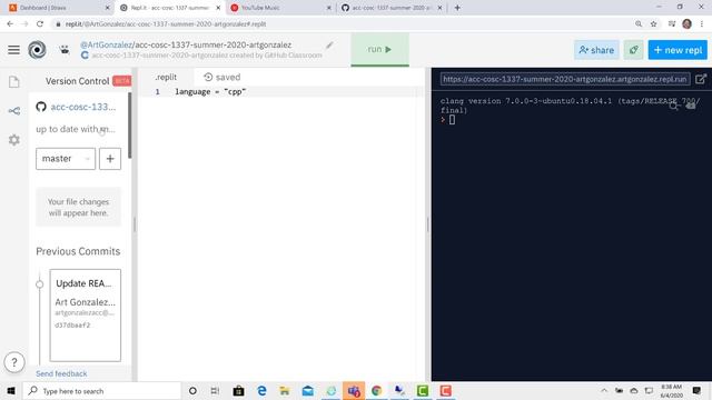 Github download(pull) and upload(push) with the Repl.it C++ Cloud Compiler смотреть онлайн