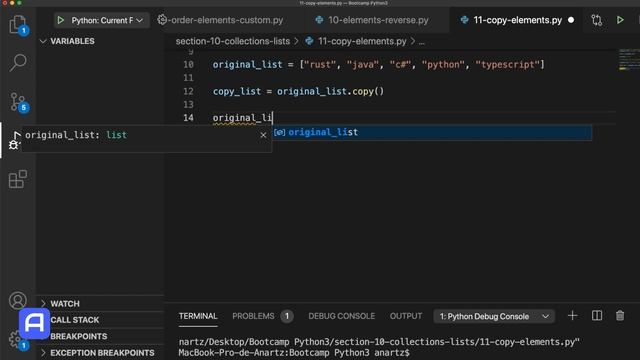 Bootcamp Python 3 - Estructuras de datos - Colecciones - Listas - Práctica - Copiando listas смотреть онлайн