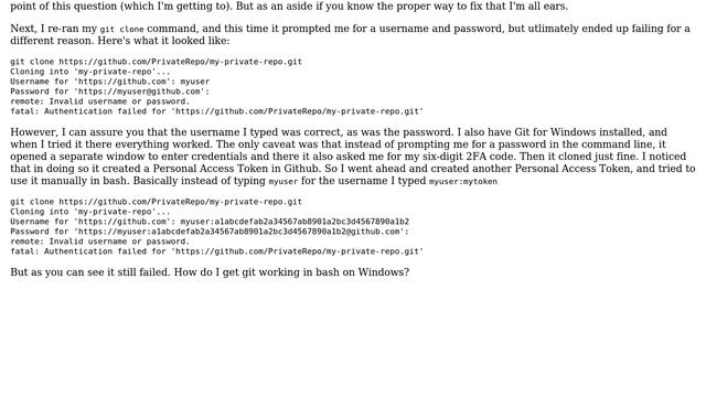 Why do I keep getting "Authentication Failed" on Github when running through the Win10 Linux... смотреть онлайн