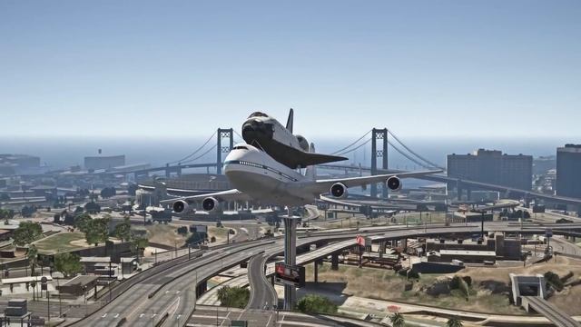 Megalodon Shark Attacks Boeing 747 Shuttle Carrier Aircraft When Flying Too Low To Ocean | GTA 5 смотреть онлайн
