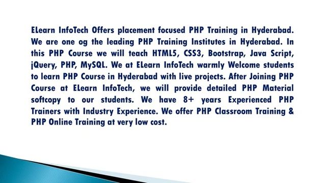 PHP Training in Hyderabad смотреть онлайн