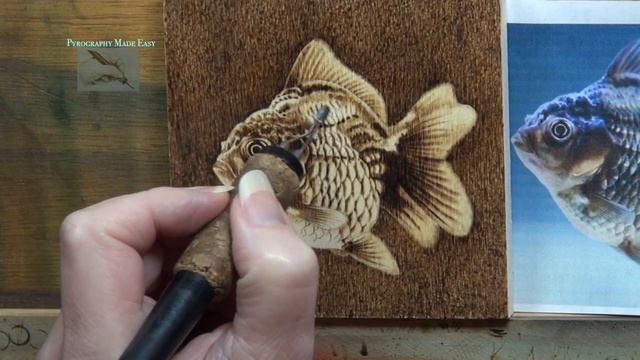 Wood Burning art - GOLDFISH - time lapse video смотреть онлайн
