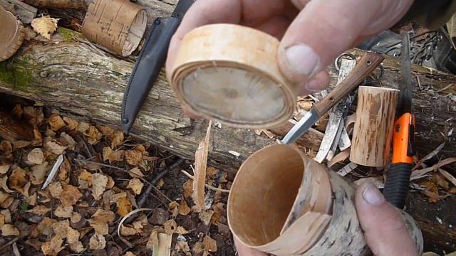 Берестяной туесок,простой способ сделать. смотреть онлайн