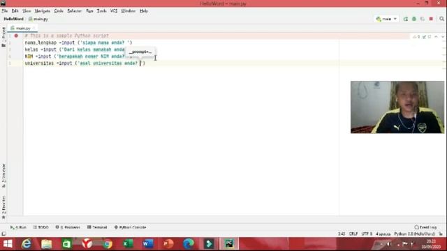 Tutorial Buat Program Inputan sederhana Python Di Pycharm смотреть онлайн