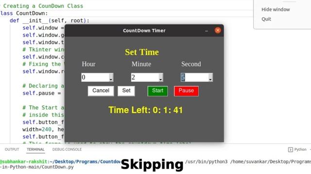CountDown Timer in Python - with Start or Resume & Pause Features | Tkinter Project | PySeek смотреть онлайн