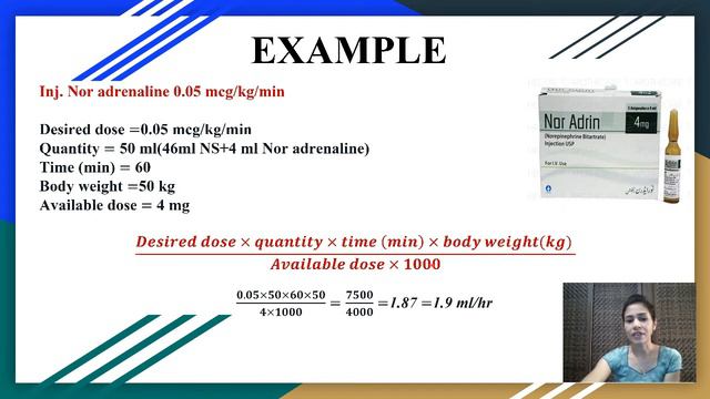 mcg per kg per min to ml per hour