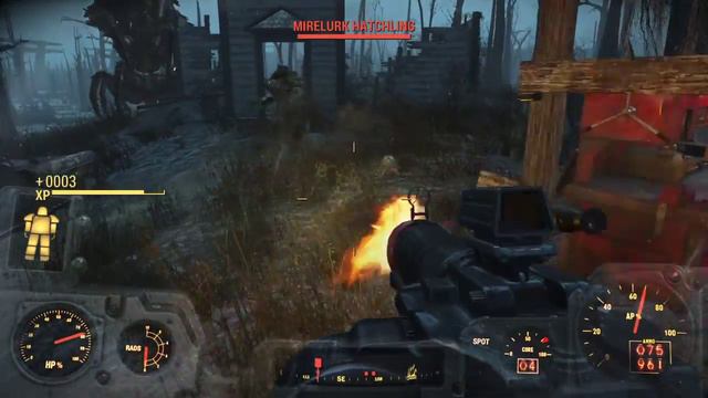 Fallout 4 - Mirelurk Queen Swamp Battle смотреть онлайн