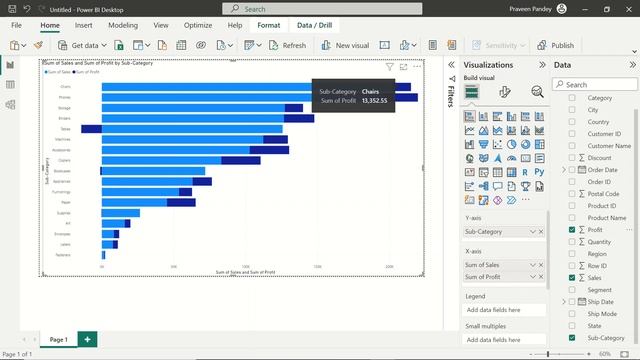 Power BI Desktop: Basic Stacked Bar Chart Visualization смотреть онлайн