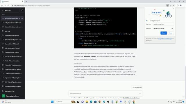 In Python in GAE what is the best way to limit the risk of executing untrusted code смотреть онлайн