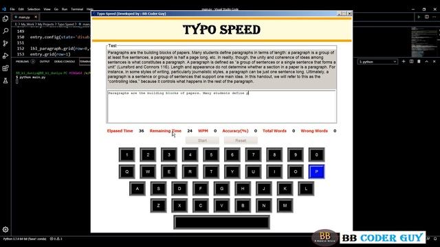 01 - Python Project - Typo Speed | Introduction | Python Program | Python Basic Programs смотреть онлайн