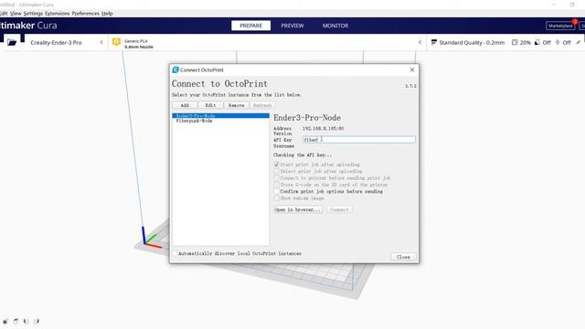 Set Cura send gcode files to Fiberpunk Node directly смотреть онлайн
