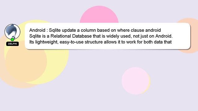 Android : Sqlite update a column based on where clause android смотреть онлайн