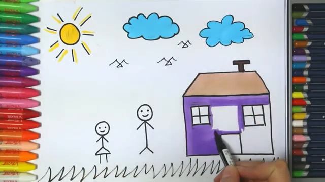 Как нарисовать дом и сад | Раскраски Дети HD | Рисование и раскраска | Рисование для детей смотреть онлайн