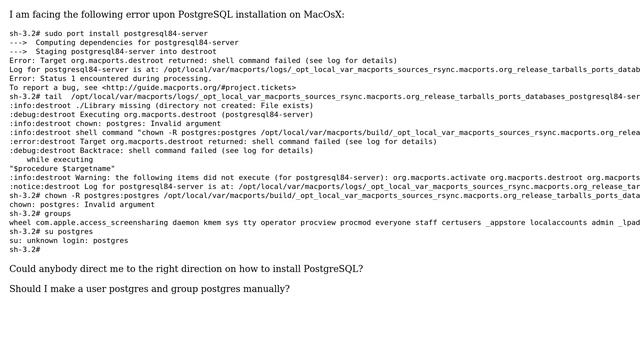 How can I fix this PostgreSQL installation error on Mac? смотреть онлайн