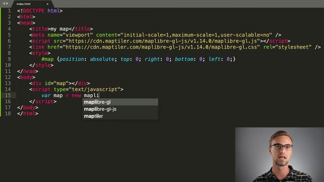 MapLibre | Map with a marker using JavaScript #1 смотреть онлайн