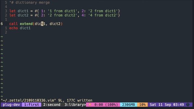 Vimscript Tutorial: Dictionary ( merge 2 dictionaries ) смотреть онлайн