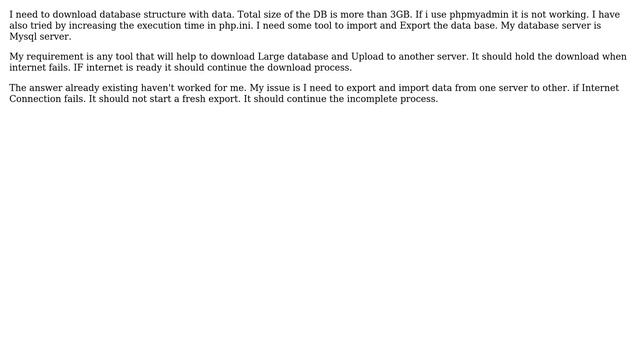 Databases: want to download 3GB database table from my development mysql server смотреть онлайн
