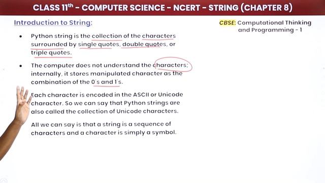 Introduction to String - Strings | Class 11 Computer Science Chapter 8 смотреть онлайн