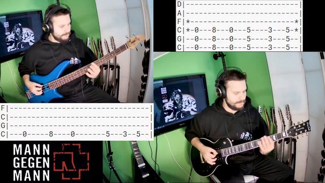Rammstein - Mann Gegen Mann |Guitar and Bass Cover| |Tab| смотреть онлайн