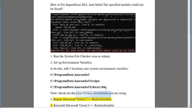 Fix ImportError DLL load failed The specified module could not be found смотреть онлайн