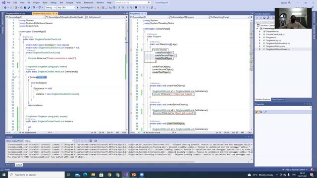 Singleton Design Pattern Session 4-Singleton object thread safe using double-check locking смотреть онлайн