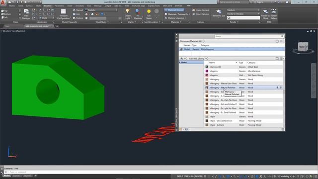 AutoCAD Tutorial Lesson 3-9 Add Materials and Render (Complete Beginners Course) смотреть онлайн