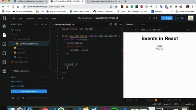 React JS: Events смотреть онлайн