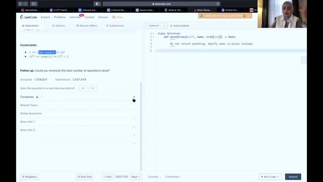 Move Zeroes | LeetCode 283 | Python | Facebook | Technical Interview смотреть онлайн