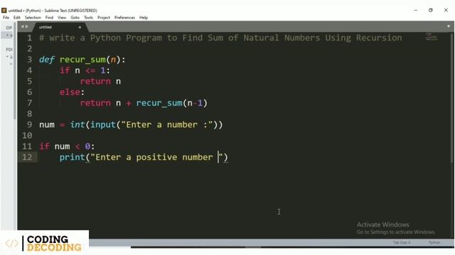 Python Program to Find Sum of Natural Number Using Recursion #python #coding #pythonprogramming смотреть онлайн
