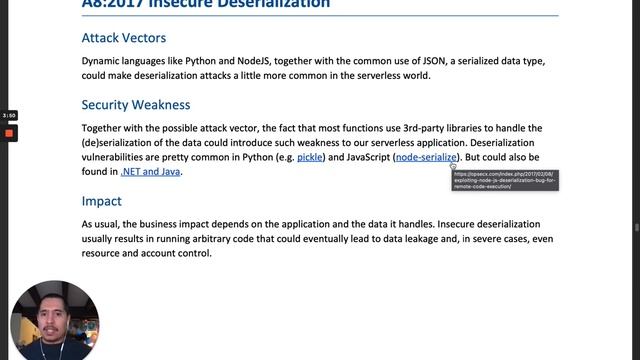 OWASP Serverless Top 10 · Insecure Deserialization · Part 8 · Serverless Security смотреть онлайн