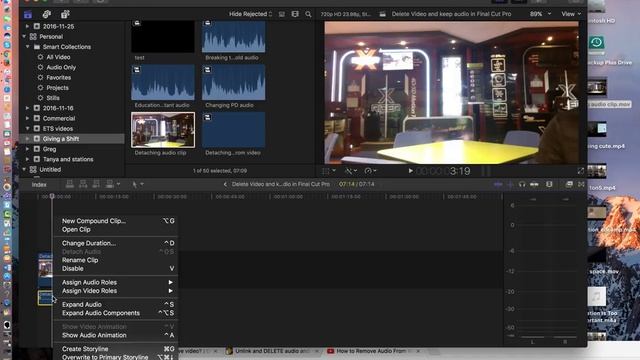 Deleting Video but Keeping audio from clip in Final Cut Pro смотреть онлайн