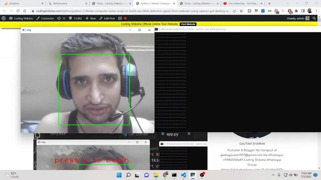 Python 3 Tkinter Computer Vision Script to Build Eye Blink Detection Game From Webcam Using OpenCV смотреть онлайн