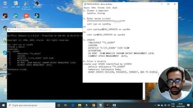 CRIANDO TABLESPACE E USUÁRIO NO ORACLE 11G. смотреть онлайн