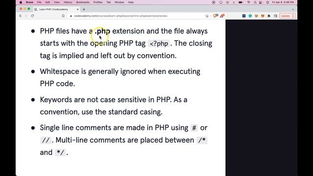 Review for Introduction to PHP on Codecademy's Learn PHP Course, Review Beginner PHP Concepts смотреть онлайн
