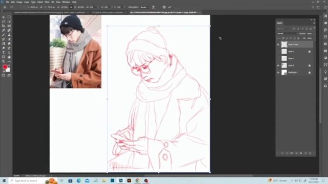 cartoon illustration using brushes in Photoshop. смотреть онлайн