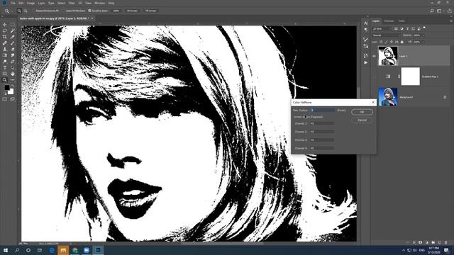 Photoshop Fillter Pixelate Color halftone смотреть онлайн