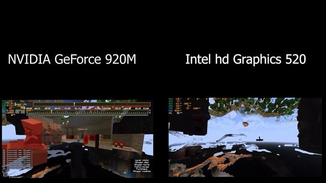 Test FPS ON replaymod Intel hd Graphics 520 vs NVIDIA GeForce 920M คนไทย смотреть онлайн